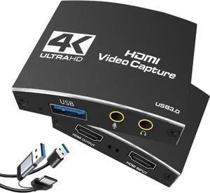 ESTONE 4K@60Hz Capture Card, Audio Video Capture Card, 1080p 60fps Video Recorder for Gaming/Live Streaming/Video Conference, Works for Nintendo Switch/PS4/OBS/Camera/ PC
