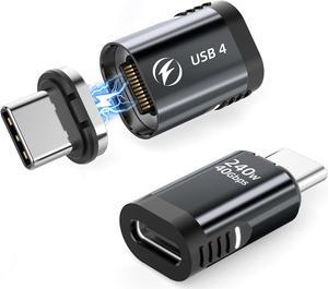 ESTONE USB C Magnetic Adapter 240W, (2 Pack) Magnetic USB C Adapter 24 Pin Straight with USB4 40Gbps 8K 60Hz Video for Thunderbolt 3/4, MacBook Pro/Air USB-C Laptop and More Type C Devices
