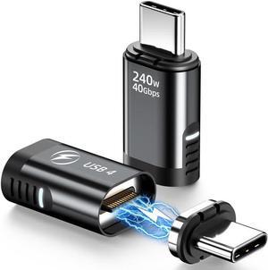 ESTONE USB C Magnetic Adapter PD 240W 40Gbps 8K 60Hz Video(2Pack), 24PIN USB C 180 Degree Adapter/ USB C Connector/USB C to USB C Adapter for Phone 16/15, Ma-Book Pro/Pad Series, Samsung
