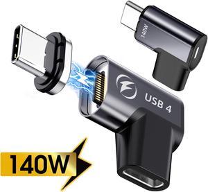 ESTONE Magnetic USB C Adapter Extender (2 Pack) Straight 140w USB4 20Gbps 8K 60Hz for Thunderbolt 3/4, MacBook Pro/Air USB-C Laptop and More Type C Devices