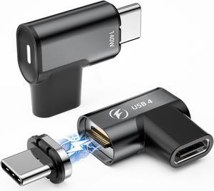 ESTONE USB C Magnetic Adapter PD 140W 20Gbps 8K 60Hz Video (2Pack), 24PIN USB C 90 Degree Adapter USB C Connector/USB C to USB C Adapter for Phone 16/15, Ma-Book Pro/Pad Series, Samsung