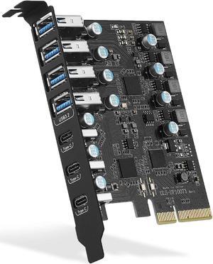 ESTONE PCIE USB 3.2 Gen 2 Card 8 Ports(4X USB C - 4X USB A), PCI Expree to USB Expansion Card Super Speed 10Gbps PCI-e USB3.2 Hub Controller Adapter for Windows 11/10/8/7/XP/Vista