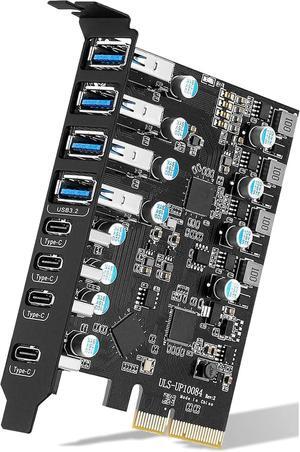 ESTONE PCIE to USB3.2 Expansion Card, 8-Port (4X USB 3.2 A,4X USB C) Superspeed 10Gbps Front Expansion Card, USB PCIE Expansion Card for Win XP Win7 Win 8 Win 10 Win 11 Linux