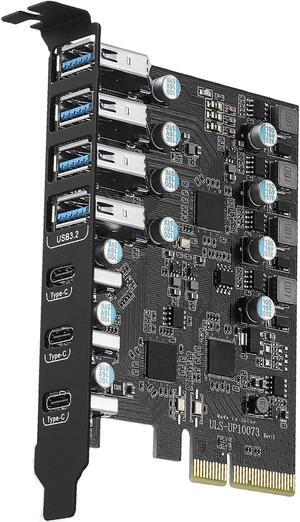 ESTONE (4X USB 3.2 A,3X USB C) 7 Port PCIE Expansion Card, USB 3.2 Superspeed 10Gbps Front Expansion Card, Internal USB Hub Converter for Win XP Win7 Win 8 Win 10 Win 11 Linux