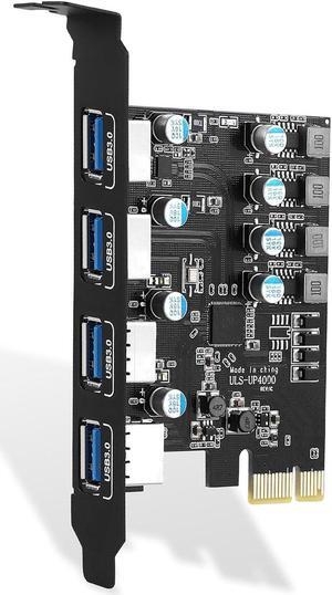 ESTONE PCIE USB 3.0 Card 4 Ports PCI Expree to USB Expansion Card Super Speed 5Gbps PCI-e USB3 Hub Controller Adapter for Windows 11, 10, 8.x, 7, Vista, XP Desktop PCs