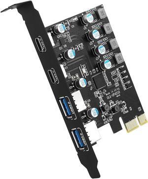 ESTONE PCIe USB 3.2Gen 1 Card 4 Ports (2X USB-C - 2X USB-A) Expansion Card 5Gbps USB C PCIe Card PC Internal USB hub for Windows 7/8/10 Linux and MacPro 4.1/5.1