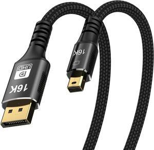 ESTONE 3.3FT Mini DP to DisplayPort 16K Cable 16K@60Hz 8K@120Hz DisplayPort 2.1 Bi-Directional Transmission DisplayPort to Mini DisplayPort 16K Cable