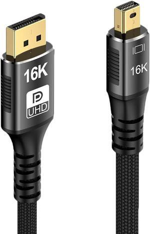 ESTONE 16K Mini DisplayPort to DisplayPort 2.1 Cable Bi-Directional, [16K@60Hz, 8K@120Hz, 4K@240Hz] 80Gbps, HDR, G-Sync, Mini DP [Thunderbolt 2 Compatible] for Gaming Laptop, MacBook, Monitor,3.3FT
