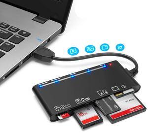 ESTONE 7 in 1 USB 3.0 Card Reader - Plug & Play, Compatible with Apple & Windows, Supports SD SDXC SDHC CF CFI TF Micro SD Micro SDXC Micro SDHC MS MMC UHS-I Cards
