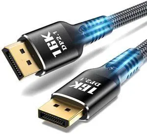 ESTONE VESA Certified DisplayPort 2.1 Cable, DP 2.1 Cable 16.5FT [16K@60Hz, 8K@120Hz, 4K@240Hz ] 80Gbps HDR, HDCP DSC 1.2a, Display Port 2.1 Cord Compatible FreeSync G-Sync Gaming Monitor
