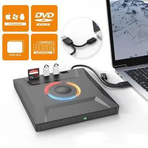 ESTONE 7 in 1 External DVD Drive, External CD/DVD Drive for Laptop, Portable CD/DVD +/-RW Disk Drive, CD/DVD Burner CD ROM External Drive for Laptop Desktop PC Windows 7/8/10/11 XP Mac Linux ESTONE 7 in 1 External DVD Drive, External CD/DVD Drive for Laptop, Portable CD/DVD +/-RW Disk Drive, CD/DVD Burner CD ROM External Drive for Laptop Desktop PC Windows 7/8/10/11 XP Mac Linux