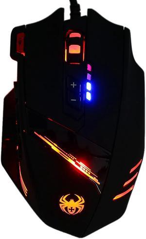 ZELOTES C-12 Wired USB Optical Gaming Mouse 7 LED Lights 12 Key Adjustable 4000DPI Computer Mouse Mice Cable Mouse for Pro Gamer