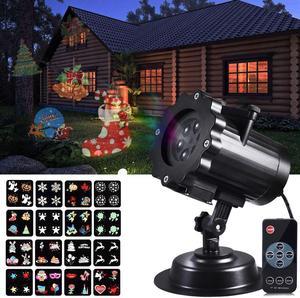 ESTONE Christmas Projector Light, 16 Exclusive Design Slides Landscape Motion Projector Lights with Remote Control, 32ft Power Cable for Decoration Lighting on Halloween Holiday Party