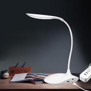 ESTONE Fashion Wind Portable LED Reading Light Adjustable Rechargeable Dimmable Touch Control Desk Lamp Gooseneck with USB Charging Port For Bed Laptop Computer Music Stand Headboard (White)
