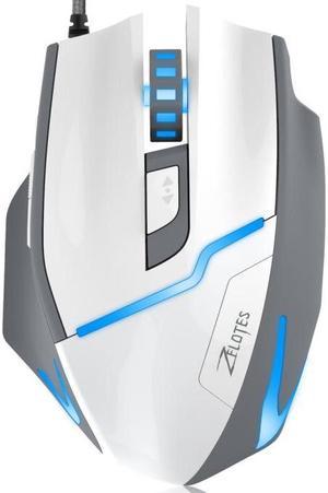 Zelotes 7200 DPI High Precision FPS Gaming Mouse,Ergonomic USB Wired Mice Optical Computer Mouse for Gamer PC Mac Laptop Desktop-White