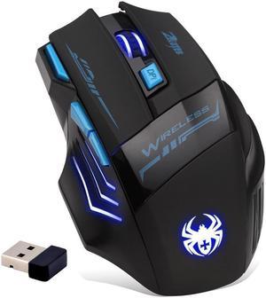 ZELOTES Professional LED Optical 2400 DPI 7 Button USB 2.4G Wireless Gaming Mouse Mice for Gamer (Black)