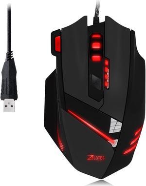 Zelotes T60 Professional Gaming Mouse,7200DPI High Precision wired mouse mice for PC Mac Computer Laptop,7 Buttons Design,6 LED Colors Changing (Black)