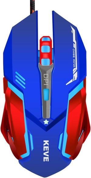 ESTONE Gaming Mouse for PC Games Mouse LED RGB Wired Gaming Mouse 3200 DPI High-Precision Laser Computer Gaming Mouse with 6 Buttons (Blue+Red)