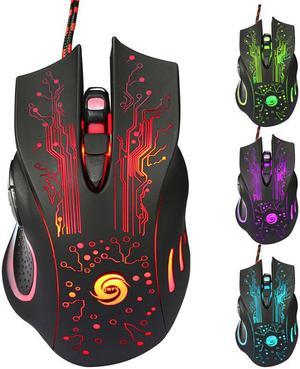 ESTONE USB Wired 6 Buttons 7 Colors LED Optical Professional Gamer Gaming Mouse