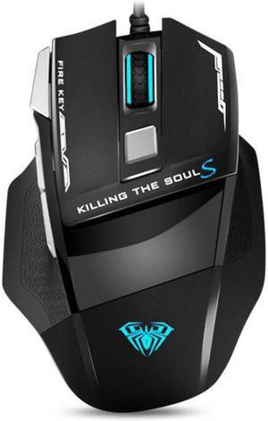 AULA 3500 DPI USB Wired Gaming Mouse for PC with 7 Buttons and Adjustable LED Backlit - Black