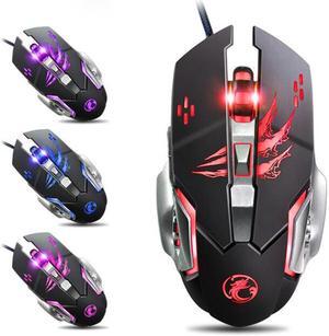 Apedra Programmable Wired Gaming Mouse 4 Adjustable DPI 6 Buttons Breathing LED Light 3D Scroll Wheel Computer Mouse for PC Laptop