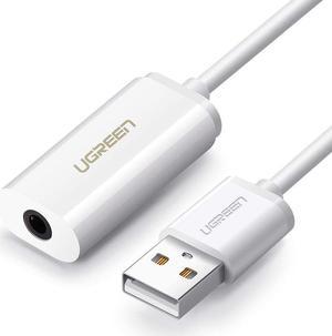 ESTONE External USB Sound Card, USB Headset Adapter with 3.5mm Aux Stereo for Headset, PC, Laptops, Desktops, PS4, Windows, Mac, and Linux White