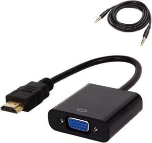 ESTONE HDMI to VGA Adapter with 3.5mm Audio Jack, HDMI Male to VGA Female Active Video Converter Support Notebook, PC, Laptop, DVD Player, HDTV Projectors, Chromebook, Xbox And more - Black