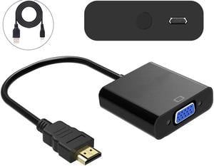 ESTONE HDMI to VGA with Micro USB Charging Cord, Moread Gold-Plated HDMI to VGA Adapter (Male to Female) for Computer, Desktop, Laptop, PC, Monitor, Projector, HDTV, Chromebook, Raspberry Pi -Black