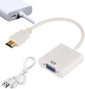 ESTONE HDMI to VGA with Micro USB Charging Cord, Moread Gold-Plated HDMI to VGA Adapter (Male to Female) for Computer, Desktop, Laptop, PC, Monitor, Projector, HDTV, Chromebook, Raspberry Pi -White
