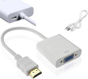 ESTONE HDMI to VGA with Micro USB Charging Cord, Gold-Plated HDMI to VGA Adapter (Male to Female) Compatible for Computer, Desktop, Laptop, PC, Monitor, Projector, HDTV, Chromebook, Raspberry Pi-White