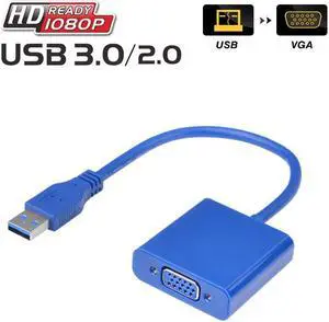 ESTONE USB 3.0 to VGA Adapter for Windows, USB 3.0 Multi Monitor Display, Work for Windows 7/8/8.1/10 and More, NO NEED ANY CD DRIVER  (Blue) ESTONE USB 3.0 to VGA Adapter for Windows, USB 3.0 Multi Monitor Display, Work for Windows 7/8/8.1/10 and More, NO NEED ANY CD DRIVER  (Blue)