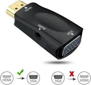 ESTONE HDMI to VGA Video Adapter Converter, Gold-Plated 1080P HDMI to VGA Adapter Converter for PC, Laptop, Desktop,DVD,TV,TV Box-Black