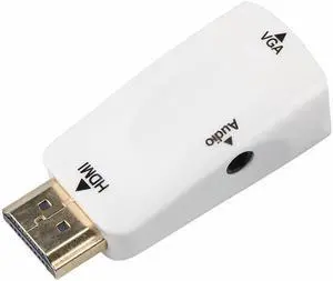 ESTONE HDMI to VGA Converter Gold-Plated Active HD 1080P Female to Female Adapte with 3.5mm Audio for Projector HDTV Monitor Laptop PC Xbox STB Blu-ray DVD  - White