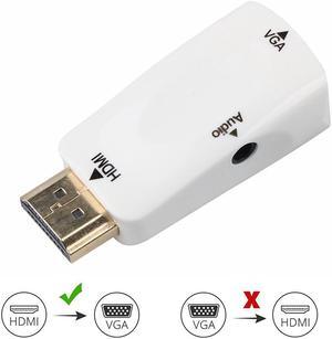 ESTONE HDMI to VGA Video Adapter Converter, Gold-Plated 1080P HDMI to VGA Adapter Converter for Computer, Desktop, Laptop, PC, Monitor, Projector, HDTV, Raspberry Pi, Roku, Xbox and More - White