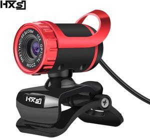 HXSJ A859 HD USB Webcam Mini Camera with Mic for Laptops and DesktopVideo Calling and Recording for PC Computer, External Wired Web Camera for Skype You Tube etc (Red)