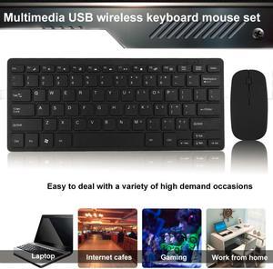 ESTONE 2.4G Wireless Keyboard and Mouse Combo, Keyboard and Mouse Mini Multimedia Keyboard Mouse Combo Set For Notebook Laptop Mac Desktop PC TV Office Supplies-Black