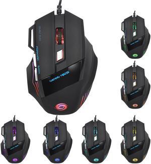 HXSJ Gaming Mouse, Computer Mouse, 5 Adjustable 5500DPI and 7 Buttons, Comfortable Grip Ergonomic Optical PC Computer Gaming Mice (Black)