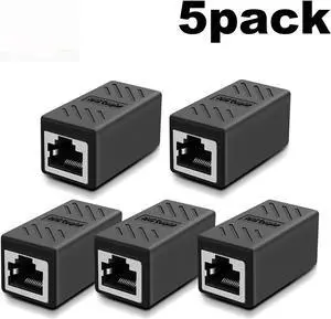 ESTONE RJ45 Coupler Ethernet Connectors Cat 7 Cat6 Cat5 Cat5e in-Line Coupler Ideal for Extending The Ethernet Cables Female to Female (Black) (5PCS) ESTONE RJ45 Coupler Ethernet Connectors Cat 7 Cat6 Cat5 Cat5e in-Line Coupler Ideal for Extending The Ethernet Cables Female to Female (Black) (5PCS)