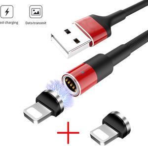 ESTONE QC3.0 Magnetic Phone Fast Charging Cable with 2 Lightning Port, for iPhone Xs/XS Max/XR/X / 8/8 Plus / 7/7 Plus, (3.3 ft-Red)