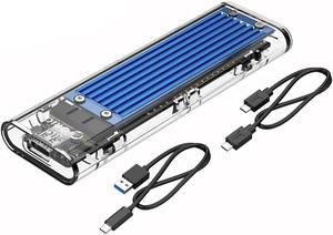 ESTONE Transparent NVMe M.2 Enclosure Tool-Free USB3.1 Type-C Gen2 10Gbps to M.2 SSD Enclosure for Intel 660p/Samsung 970 EVO/Samsung970 Pro 2230/2242/2260/2280 PCIe NVMe M-Key SSD up to 2TB-Blue