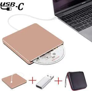 ESTONE External USB C Superdrive USB3.0 DVD CD Drive +/-RW Burner Writer Compatible with MacBook Pro Air/Laptop/Windows10 with Free USB 3.0 Adapter (Rose Pink) ESTONE External USB C Superdrive USB3.0 DVD CD Drive +/-RW Burner Writer Compatible with MacBook Pro Air/Laptop/Windows10 with Free USB 3.0 Adapter (Rose Pink)