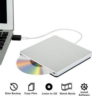 ESTONE USB C External CD DVD Drive, USB Type C Adapter to USB 3.0 Superdrive Optical Drive DVD CD+/-RW Burner Writer Compatible with MacBook Air iMac Windows and Laptop (XD055, Silver)