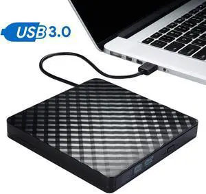 ESTONE USB 3.0 Slim External CD DVD ROM Drive Writer Reader Burner, 100% New Core High Speed Data Transfer External DVD Drive for Laptop Mac PC MacOSX Notebook Vista Windows7/8/10-Black