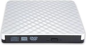 ESTONE External CD DVD Drive, USB 3.0 Portable CD DVD +/-RW Drive Slim CD/DVD ROM Rewriter Burner Superdrive High Speed Data Transfer for Laptop Desktop MacBook PC Windows Linux Os-White