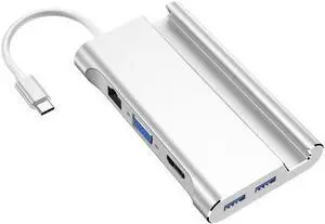 7-in-1 Type C HDMI VGA Adapters Hubs USB3.0 RJ45 PD3.0 USB Docking Station