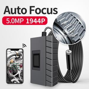 109-11.5mm-1m Upgrade 5.0MP HD WiFi Borescope Semi-Rigid Hard Wire Inspection Camera with Auto Focus HD Snake  Camera for Android and iOS Tablet