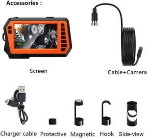 VisiPower Dual Lens Pipe Borescope IP67 For Car Repair Home Appliance Maintenance Struture Sewer Drain Inspection 4.3'' IPS Screen Industrial Endoscope HD1080P+6pcs Leds Cable Length 2m/6.4ft Camera