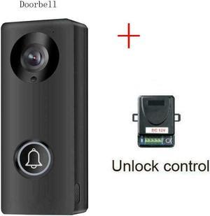 Smart WiFi Video Doorbell 2MP IR Motion Detection with Indoor Chime Remote Unlock Control Accessories Door Phone Doorbell Intercom for Android iOS Smartphone (Remote Control) DOORBELL+UNLOCK CONTROL