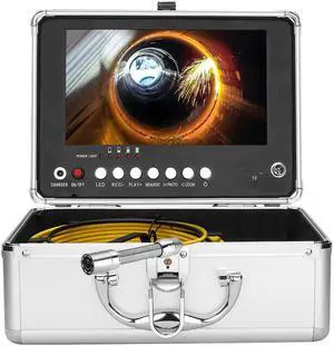 VisiPower Support 4 hours of continuous use,17MM  Sewer Pipe Inspection Camera  with DVR 16GB TF Card, Sewer Drain Industrial Endoscope 9" Monitor AHD System 720P Cable Length 20m/65ft  Camera