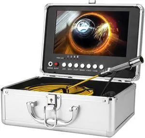 VisiPower Support 4 hours of continuous use,17MM  Sewer Pipe Inspection Camera  with DVR 16GB TF Card, Sewer Drain Industrial Endoscope 9" Monitor AHD 720P  Camera  System Cable Length 30m/98ft